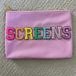 Stoney Clover Flamingo Flat Leather Pouch with SCREENS patches